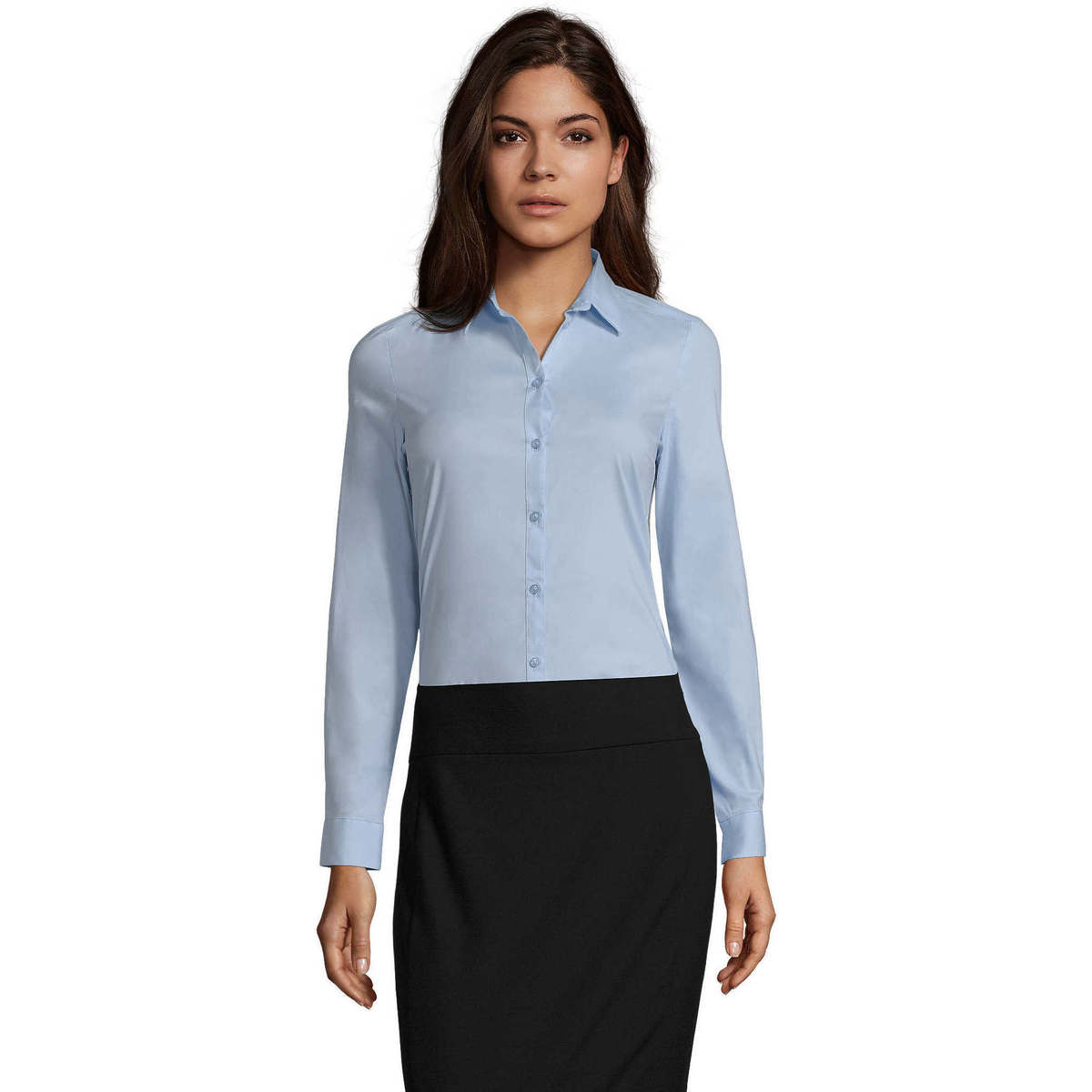 Oblačila Ženske Srajce & Bluze Sols BLAKE MODERN WOMENN-CAMISA STRETCH mujer  MANGA LARGA Modra