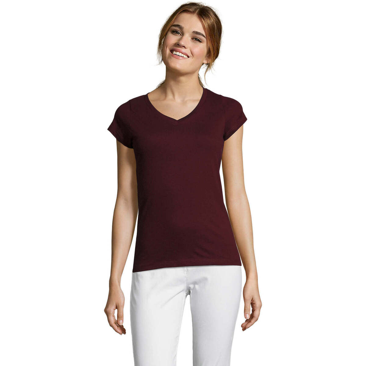 Oblačila Ženske Majice s kratkimi rokavi Sols MOON COLORS GIRL-camiseta mujer cuello pico -  100% algodón Vijolična