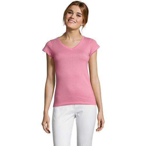 Sols MOON COLORS GIRL-camiseta mujer cuello pico -  100% algodón Rožnata