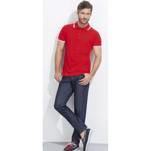 Sols PASADENA MODERN MEN-POLO HOMBRE MANGA CORTA DE ALGODÓN Rdeča