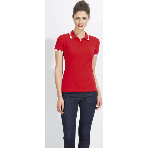 Sols PASADENA MODERN WOMENN-POLO MUJER MANGA CORTA DE ALGODÓN Rdeča