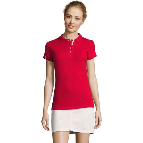 Sols PORTLAND POLO MUJER-100% algodón Ringspun Rdeča
