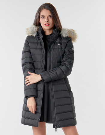 Tommy Jeans TJW ESSENTIAL HOODED DOWN COAT Črna