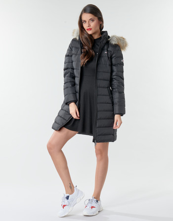 Tommy Jeans TJW ESSENTIAL HOODED DOWN COAT Črna
