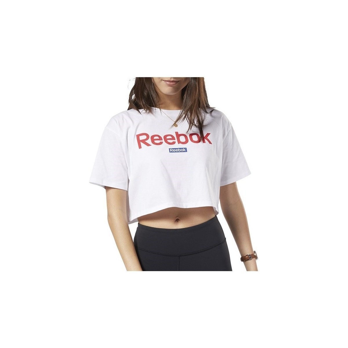 Oblačila Ženske Majice s kratkimi rokavi Reebok Sport Linear Logo Crop Tee Bela