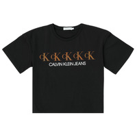 Oblačila Deklice Majice s kratkimi rokavi Calvin Klein Jeans CK REPEAT FOIL BOXY T-SHIRT Črna
