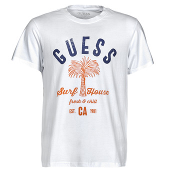 Oblačila Moški Majice s kratkimi rokavi Guess SURF HOUSE CN SS TEE Bela / Modra