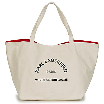 Torbice Ženske Nakupovalne torbe Karl Lagerfeld RUE ST GUILLAUE CANVAS TOTE Kremno bela