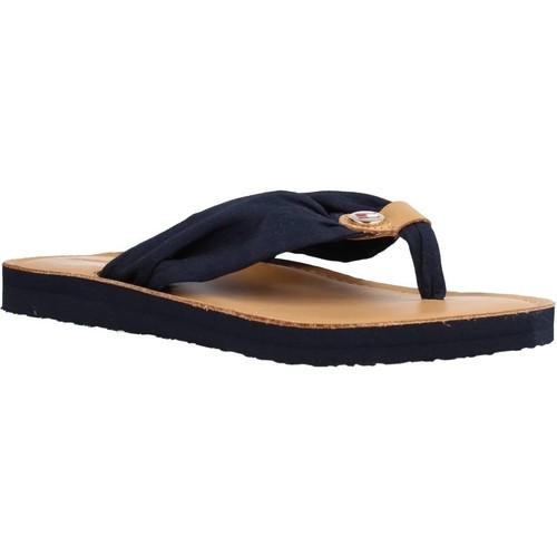 Čevlji  Ženske Sandali & Odprti čevlji Tommy Hilfiger LEATHER FOOTBED BEACH SA Modra