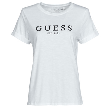 Oblačila Ženske Majice s kratkimi rokavi Guess ES SS GUESS 1981 ROLL CUFF TEE Bela