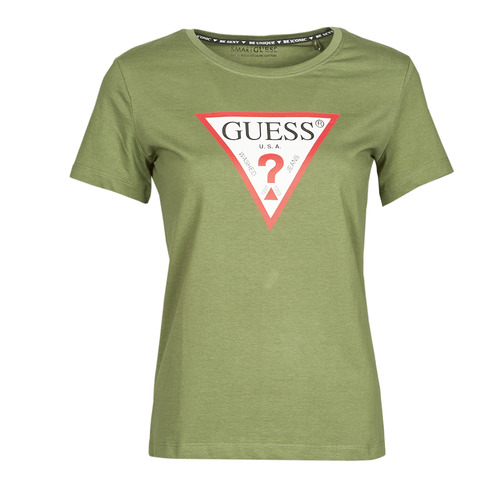 Oblačila Ženske Majice s kratkimi rokavi Guess SS CN ORIGINAL TEE Kaki