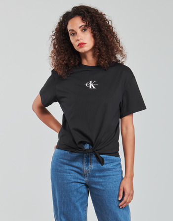 Oblačila Ženske Topi & Bluze Calvin Klein Jeans KNOTTED TEE Črna