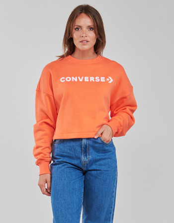 Oblačila Ženske Puloverji Converse EMBROIDERED WORDMARK CREW Oranžna