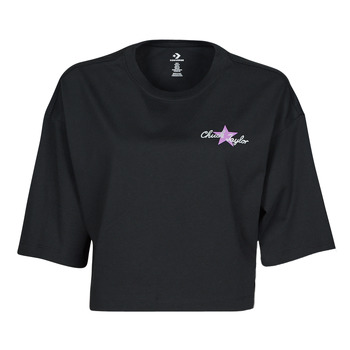 Oblačila Ženske Majice s kratkimi rokavi Converse CHUCK INSPIRED HYBRID FLOWER OVERSIZED CROPPED TEE Črna