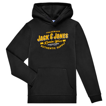 Oblačila Dečki Puloverji Jack & Jones JJELOGO SWEAT HOOD Črna