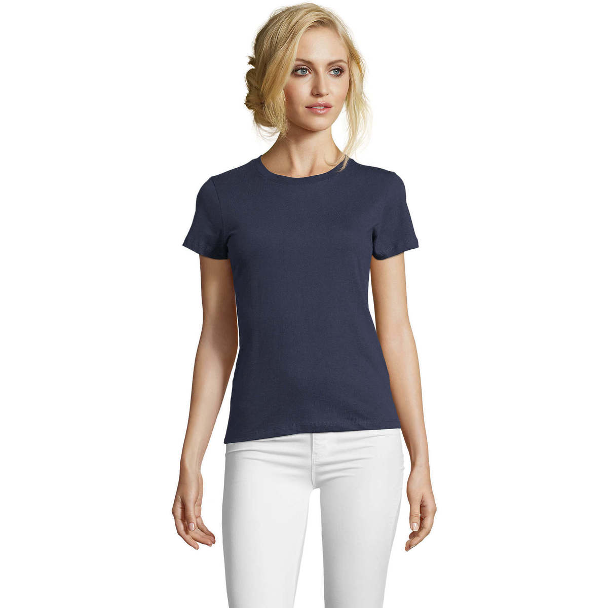 Oblačila Ženske Majice s kratkimi rokavi Sols Camiseta IMPERIAL FIT color Denim-100% algodón semi-peinado Modra
