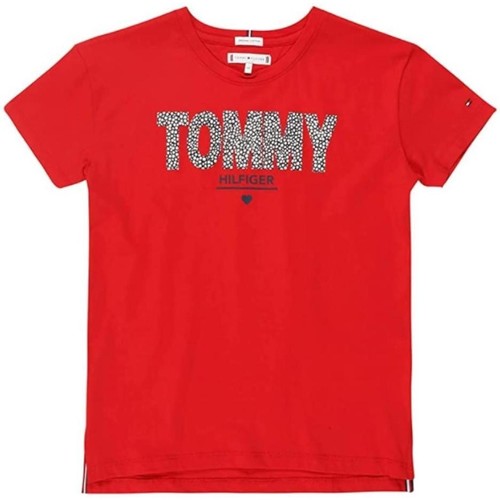 Oblačila Deklice Majice s kratkimi rokavi Tommy Hilfiger  Rdeča
