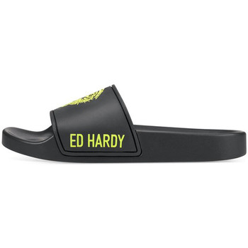 Čevlji  Ženske Natikači Ed Hardy - Sexy beast sliders black-fluo yellow Črna