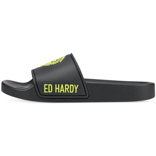 Čevlji  Ženske Japonke Ed Hardy Sexy beast sliders black-fluo yellow Črna