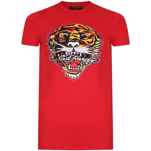Oblačila Moški Majice s kratkimi rokavi Ed Hardy Tiger mouth graphic t-shirt red Rdeča