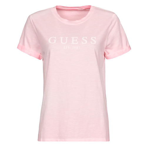 Oblačila Ženske Majice s kratkimi rokavi Guess ES SS GUESS 1981 ROLL CUFF TEE Rožnata