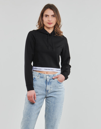 Oblačila Ženske Puloverji Calvin Klein Jeans CONTRAST TAPE MILANO HOODIE Črna
