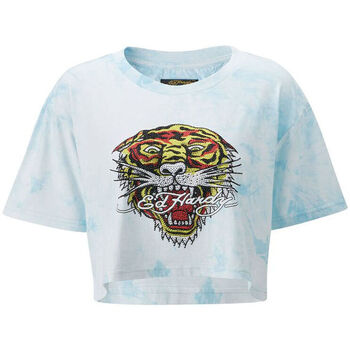 Oblačila Moški Majice s kratkimi rokavi Ed Hardy - Los tigre grop top turquesa Modra