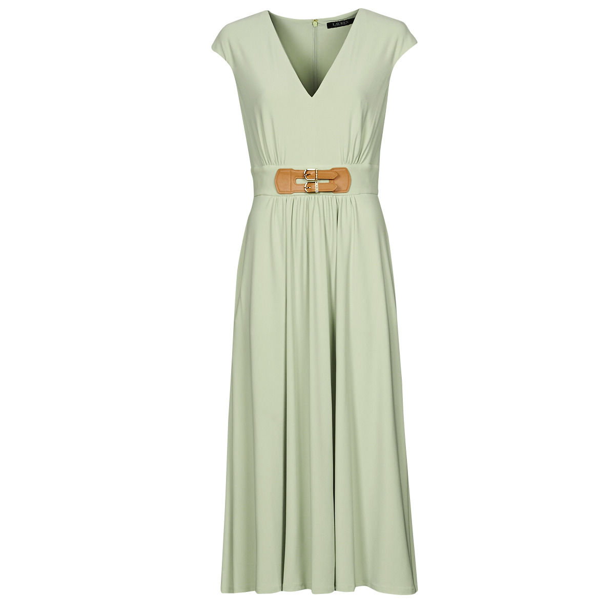 Oblačila Ženske Dolge obleke Lauren Ralph Lauren VATRIZIA-SHORT SLEEVE-DAY DRESS Zelena