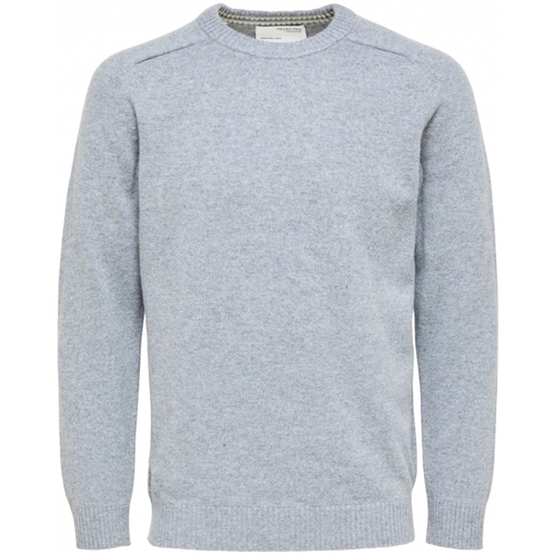 Oblačila Moški Puloverji Selected Wool Jumper New Coban - Medium Grey Melange Siva