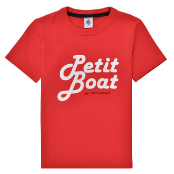 Oblačila Dečki Majice s kratkimi rokavi Petit Bateau BLASON Rdeča