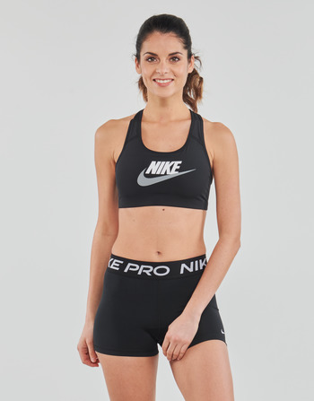 Oblačila Ženske Športni nedrčki Nike Swoosh Medium-Support Non-Padded Graphic Sports Bra Črna / Bela / Particle / Siva