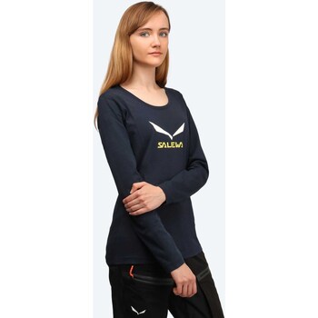 Oblačila Ženske Majice z dolgimi rokavi Salewa Solidlogo CO W L/S Tee 25280-3991 Modra