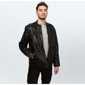Oblačila Moški Jakne & Blazerji Cameleon Men's Leather Jacket K2922 Črna