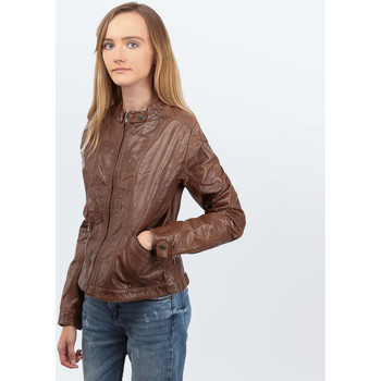 Oblačila Ženske Usnjene jakne & Sintetične jakne Cameleon Wmns Leather Jacket 5214 Tobacco Kostanjeva