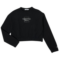 Oblačila Deklice Puloverji Calvin Klein Jeans METALLIC BOX LOGO SWEATSHIRT Črna