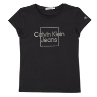 Oblačila Deklice Majice s kratkimi rokavi Calvin Klein Jeans METALLIC BOX SLIM FIT T-SHIRT Črna