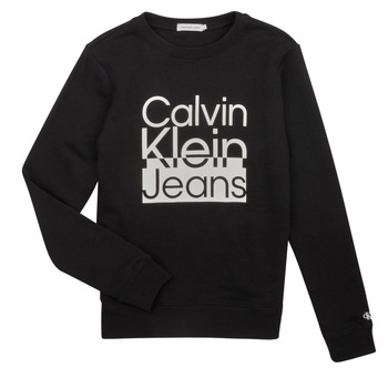 Oblačila Dečki Puloverji Calvin Klein Jeans BOX LOGO SWEATSHIRT Črna