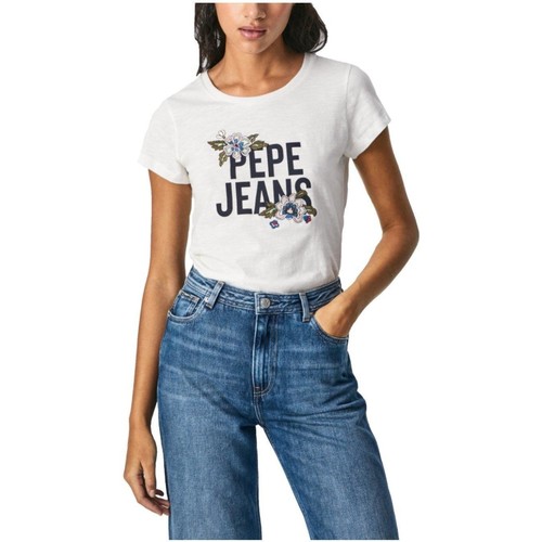 Oblačila Ženske Majice s kratkimi rokavi Pepe jeans  Bela