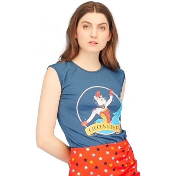 Oblačila Ženske Puloverji Minueto MINUETOC Cat Circus T-Shirt - Blue Modra