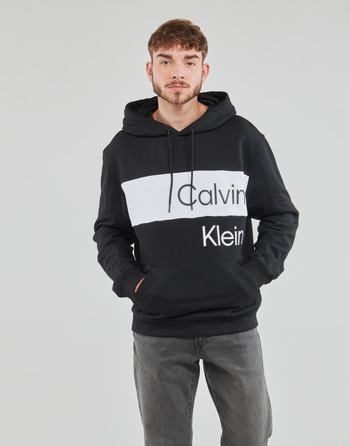 Oblačila Moški Puloverji Calvin Klein Jeans INSTITUTIONAL BLOCKING HOODIE Črna / Bela