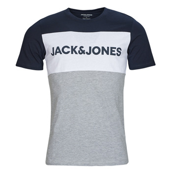 Oblačila Moški Majice s kratkimi rokavi Jack & Jones JJELOGO BLOCKING TEE Siva / Bela