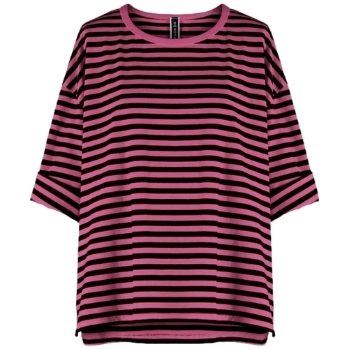 Oblačila Ženske Topi & Bluze Wendy Trendy Top 110641 - Black/Pink Rožnata