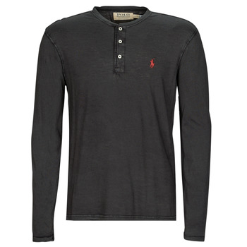 Oblačila Moški Majice z dolgimi rokavi Polo Ralph Lauren T-SHIRT AJUSTE COL TUNISIEN EN COTON Črna / Rdeča