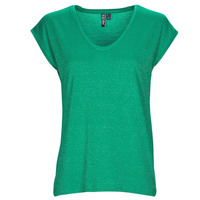 Oblačila Ženske Majice brez rokavov Pieces PCBILLO TEE LUREX STRIPES Zelena