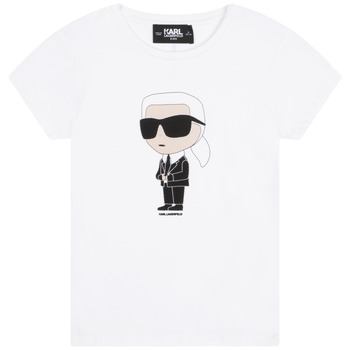 Oblačila Deklice Majice s kratkimi rokavi Karl Lagerfeld Z15418-10P-B Bela