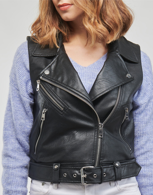 Only ONLVERA FAUX LEATHER WAISTCOAT Črna