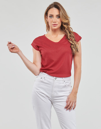 Only ONLSILVERY S/S V NECK LUREX TOP