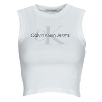 Oblačila Ženske Majice s kratkimi rokavi Calvin Klein Jeans ARCHIVAL MONOLOGO RIB TANK TOP Bela