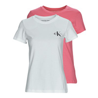 Oblačila Ženske Majice s kratkimi rokavi Calvin Klein Jeans 2-PACK MONOGRAM SLIM TEE X2 Bela / Rožnata