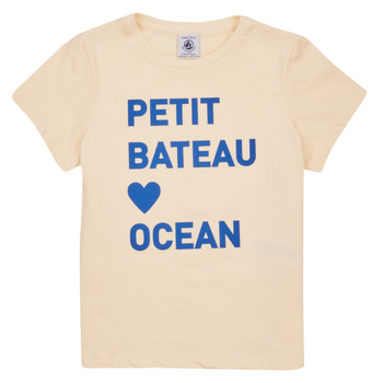 Oblačila Deklice Majice s kratkimi rokavi Petit Bateau FOUGUE Bež / Modra